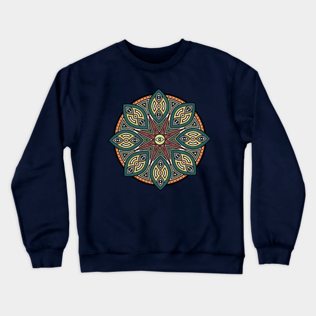 Khamsa Mandala Crewneck Sweatshirt by CyclopsDesigns